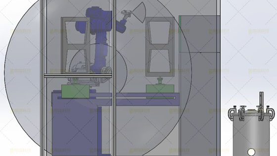 噴涂<a href='http://rdssscj.cn' target='_blank'><u>機器人工作站</u></a>正視圖